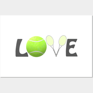 Tennis Lovers Rackets and Ball (Gray Letters) Posters and Art